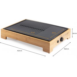 DOMO Bamboo Style Elektryczny grill stołowy Plancha (42x28cm/1800W) DO9271G