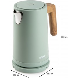 DOMO WOOD YOU Czajnik elektryczny (1,7l/2200W), stal nierdzewna, zielony DO9282WK