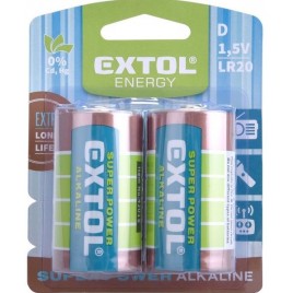 EXTOL Energy Baterie alkaliczne 1,5V D (LR20), 2szt - 42015