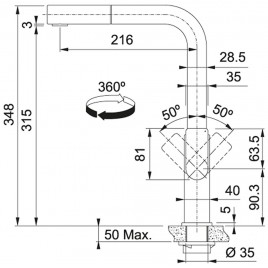 Franke FC 7853 Mythos bateria kuchenna z wyciąganą wylewką stal szlachetna 115.0547.853