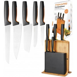 Fiskars Functional Form Zestaw 5 noży w bambusowym bloku 1057552