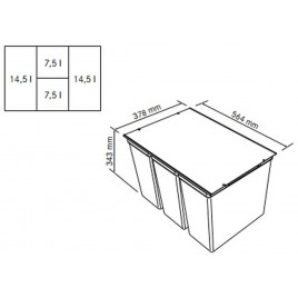 Franke Easysort 600-2-2 (2x14,5 l, 2x7,5 l), sortownik odpadów z półką 121.0494.193