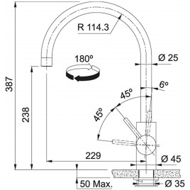 Franke FC 0044.501 EOS NEO Bateria kuchenna ze stałą wylewką Stal szlachetna 115.0590.044