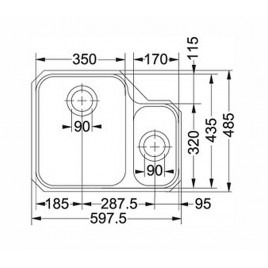 Franke Ariane ARX 160/2, 598x485 mm, Zlewozmywak ze stali nierdzewnej prawy 122.0120.031