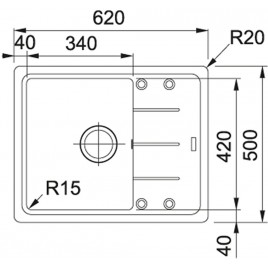 Franke Basis BFG 611-62, 620x500 mm, Fragranit zlewozmywak, biały polarny 114.0365.393