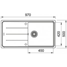 Franke Basis BFG 611-97, 970x500 mm, zlewozmywak fragranitowy, kamienny szary 114.0367.632