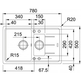 Franke Basic BFG 651-78, 780x500 mm, zlewozmywak fragranitowy, biały polarny 114.0365.350