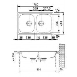 Franke Euroform EFN 620-78, 780x475 mm, zlewozmywak, Stal szlachetna 101.0060.580