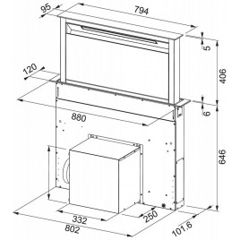 Franke Downdraft FDW 908 IB XS Okap, Stal szlachetna / czarny 110.0365.588