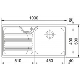 Franke Galassia GAX 611/2, 1000x500 mm, zlewozmywak stalowy lewy 101.0120.144