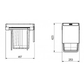 Franke Cube 30, pojemnik na odpady, 1x20 l,1x10 l 134.0039.554