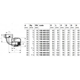 GEORG FISCHER iJOINT kolano polipropylenowe, 90°, 40 × 1 1/4", gwint wewnętrzny 158-400-03