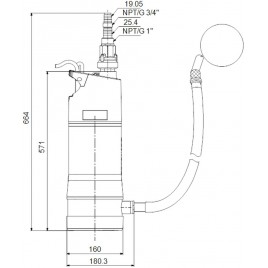 Grundfos SBA 3-45 AW pompa zanurzeniowa z pływakiem 92713101