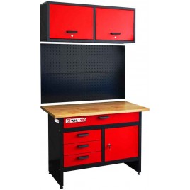 Holzmann Stół warsztatowy z szafką ścienną i tablicą narzędziową(300kg/1200x600mm) WHL1200