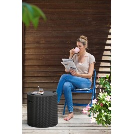 KETER COOL STOOL Taboret z chłodnicą, 43,7 x 43,7 x 44,3 cm, rattan brązowy 17200045