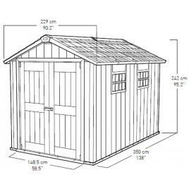 KETER OAKLAND 7511 Domek ogrodowy, 229 x 350 x 242 cm, szary/antracyt 17201421