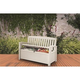 KETER PATIO BENCH 227L Ławka ogrodowa z pojemnikiem 138,6 x 63,5 x 88 cm, biała 17202690