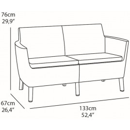 KETER SALEMO 2 Sofa, 133 x 67 x 76 cm, grafit/jasny szary 17209038