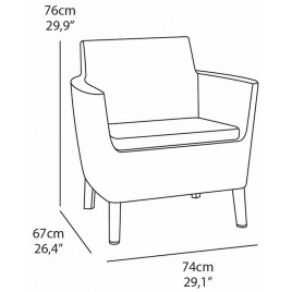 KETER SALEMO DUO Zestaw 2sz foteli, 74 x 67 x 76 cm, grafit/jasny szary 17209040
