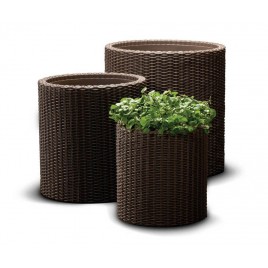 KETER MEDIUM CYLINDER Doniczka, 36 x 36 x 37,3 cm, rattan, brązowa 17197835