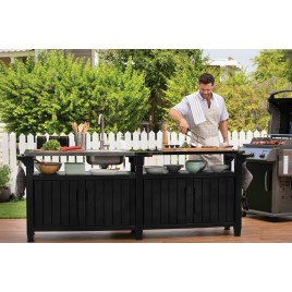 KETER UNITY CHEF 415L Barek ogrodowy ze zlewem, 237 x 51,3 x 89,4 cm, grafit 17206370