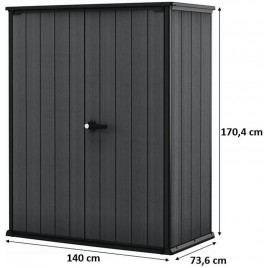 KETER CORTINA ALTO 1400L Szafa ogrodowa, 140 x 73,6 x 170,4 cm, szara 17212412