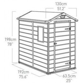 KETER MANOR 4 x 6 Domek ogrodowy, 130 x 192 x 198 cm, beżowy 17197126