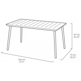 KETER METALEA Stół ogrodowy, 146 x 87 x 75 cm, żeliwny czarny 17209811