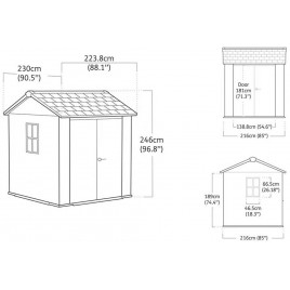 KETER NEWTON PLUS WIDE 7 x 7,5 Domek ogrodowy, 230 x 224 x 246 cm, brązowy 17212878