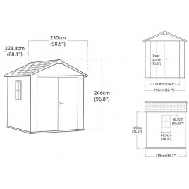 KETER NEWTON PLUS WIDE 7 x 7,5 Domek ogrodowy, 230 x 224 x 246 cm, brązowy 17212878