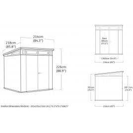 KETER PENT SIGNATURE 7 x 7 Domek ogrodowy, 216 x 218 x 226 cm, szary 17214176