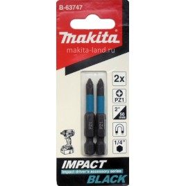 Makita B-63747 Końcówka wkrętakowa udarowa 1/4" Impact Black PZ1, 50mm/2ks