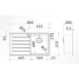 Franke NEPTUN NPX 611, zlewozmywak stalowy lewy 101.0068.368