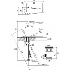 RAVAK ROSA RS 055.00 Bateria bidetowa stojąca z odpływem X070013