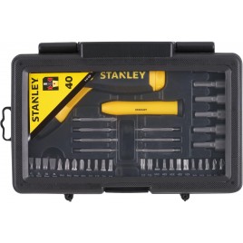 Stanley 0-63-038 Wkrętak pistoletowy z grzechotką z zestawem końcówek, 40 sztuk