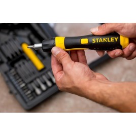 Stanley 0-63-038 Wkrętak pistoletowy z grzechotką z zestawem końcówek, 40 sztuk