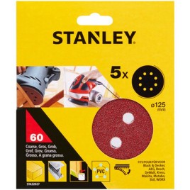 Stanley STA32027 Papier ścierny do szlifierek mimośrodowych 125mm, P60, 5 sztuk