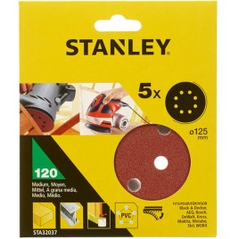 Stanley STA32037 Papier ścierny do szlifierek mimośrodowych 125mm, P120, 5 sztuk