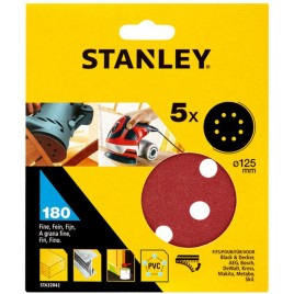 Stanley STA32042 Papier ścierny do szlifierek mimośrodowych 125mm, P180, 5 sztuk