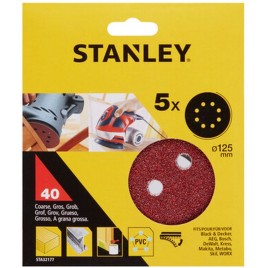 Stanley STA32177 Papier ścierny do szlifierek mimośrodowych 125mm, P40, 5 sztuk