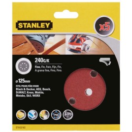 Stanley STA32182 Papier ścierny do szlifierek mimośrodowych 125mm, P240, 5 sztuk