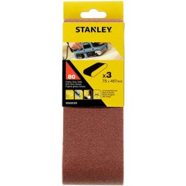 Stanley STA33101 Pasy ścierne 75x457mm, P80, 3 sztuki