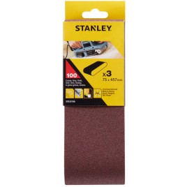 Stanley STA33106 Pasy ścierne 75x457mm, P100, 3 sztuki