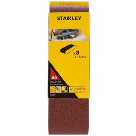 Stanley STA33191 Pasy ścierne 75x533mm, P80, 3 sztuki