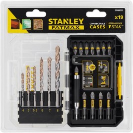 Stanley STA88552-XJ FatMax Zestaw 19 szt. końcówek udarowych 1/4" + wiertła do muru