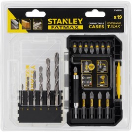 Stanley STA88554 FatMax 19-częściowy zestaw wierteł do żelaza i bitów