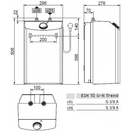 Stiebel Eltron ESH 10 U-N Trend Mały ogrzewacz pojemnościowy poniżej um, 10l, 2kW 201391