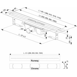 RAVAK CHROME 1050 spustowy - stali nierdzewnej X01429